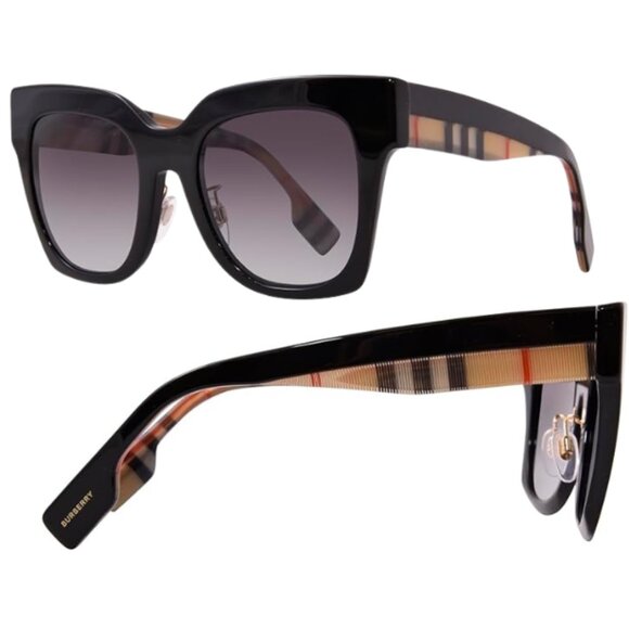 New BURBERRY Sunglasses BE 4364 F 39428G Kitty Black Grey Gradient $450 - Picture 2 of 7